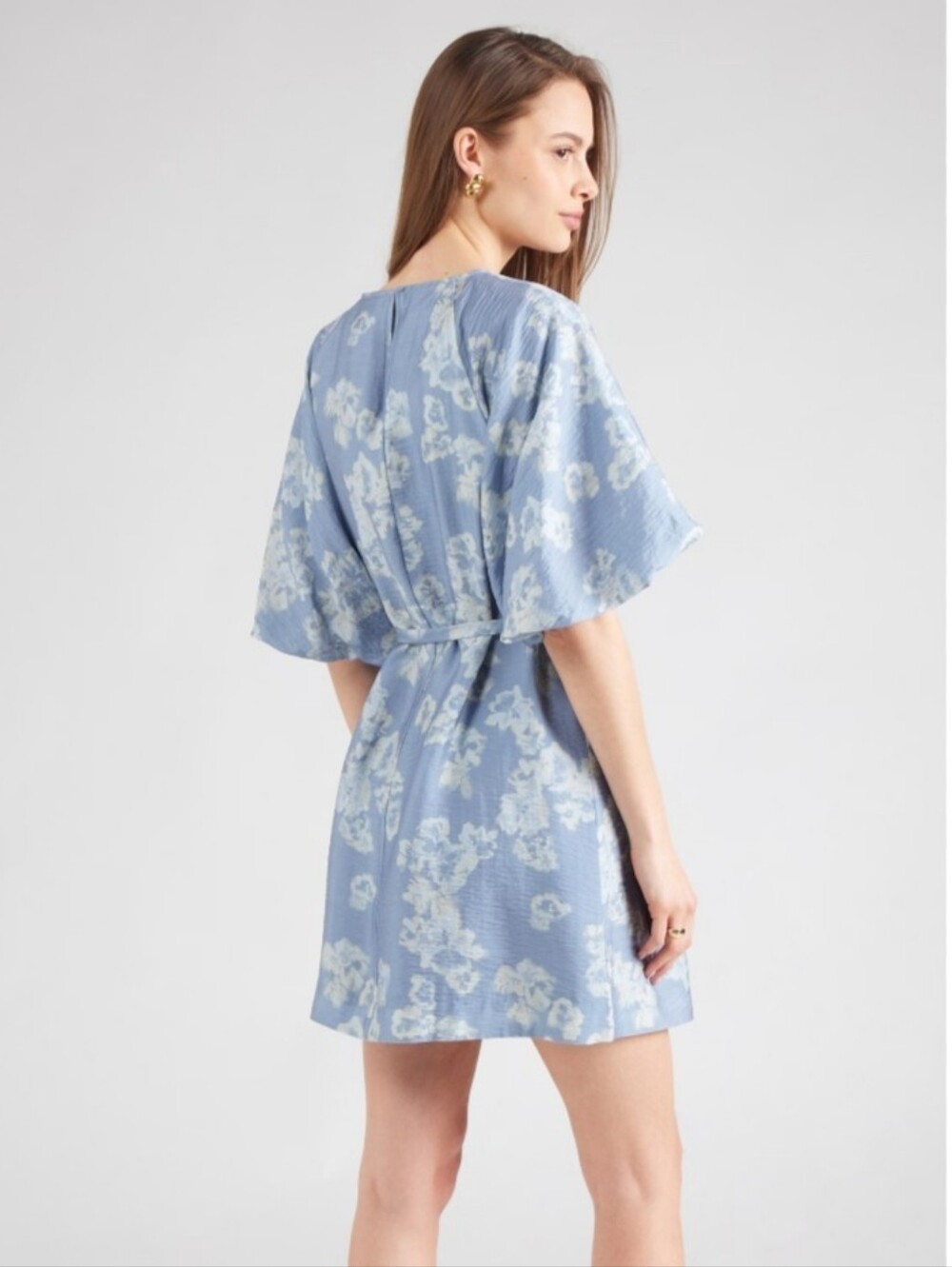 & Other Stories blue all-over floral print puff sleeves dress - Picture 4 of 12